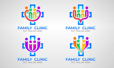 Set collection modern family clinic logo