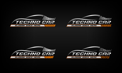 Set collection modern techno car logo