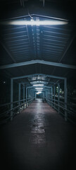 light in the tunnel. Railway station bridge. Railway Station corridor 