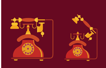 Vintage Telephone, Retro Telephone, Telephone illustration 