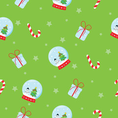 Simple Christmas seamless pattern with New Year elements.