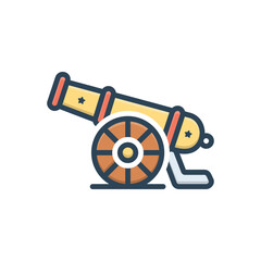 Color illustration icon for cannon