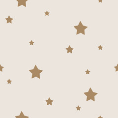 Brown stars seamless patterns, digital paper, for surface design, clothing