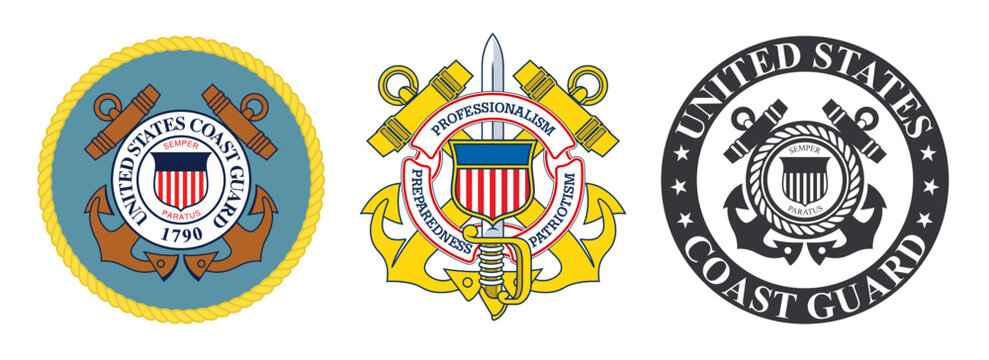 Vector seal of the United States Coast Guard. US Coast Guard Reserve logo. USCG black seal