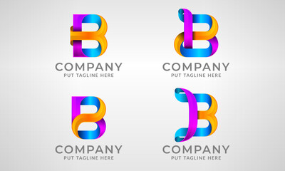 Set collection modern abstract logo letter B