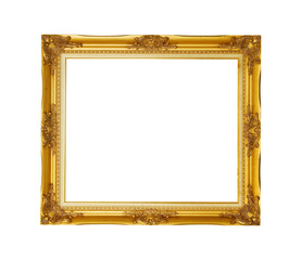 Golden frame isolated with transparent background