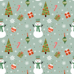 Beautiful hand drawn christmas elements seamless pattern.