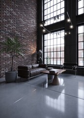Industrial livingroom apartament in New York loft - 544567616