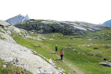 Obraz premium Isolated cutout mountains in the Alps in summer on a white background