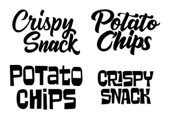Crispy text, lettering quote hand drawn creative concept for your business. Chips modern style, product. Vector illustration