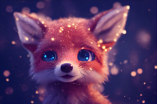 Cute Fox in snow, christmas, winter, made with AI