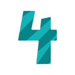 The number four is made in the cute form. 4 Isolated on a white background. Vector illustration.