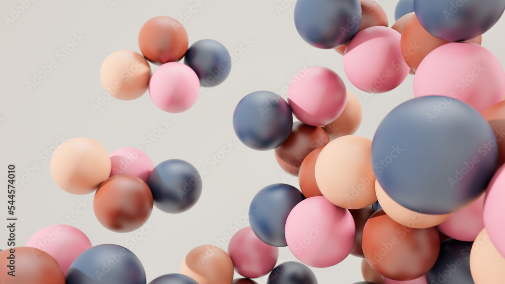 Aufkleber minimal simple and beautiful color abstract background. multicolor 3d spheres or balls floating. bea