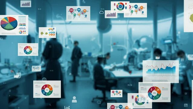 Research facility and statistical data concept. medical research.
