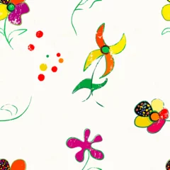 Gordijnen floral seamless pattern background, with paint strokes and splashes © Kirsten Hinte