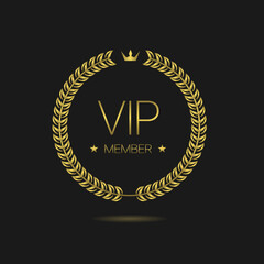 Vip member golden laurel wreath label
