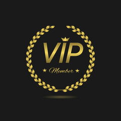 Fototapeta premium Vip member golden laurel wreath label