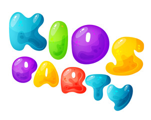 Kids zone vector cartoon banner. Colorful letters for children's playroom decoration. Sign for children's game room. Kids zone and party room game education fun area design. Vector illustration.