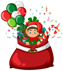 Elf in Christmas gift bag
