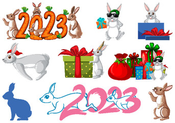 Set of 2023 new year element icon
