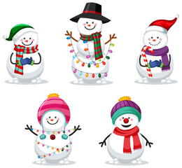 Christmas snowman cartoon character set