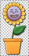 Blumenzeichentrickfigur im Topf