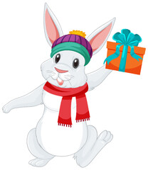 Niedliche weiße Kaninchen-Cartoon-Figur