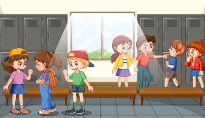 Mobbing in der Schule mit Zeichentrickfiguren von Schülern