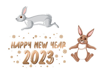 Gelukkig nieuwjaar 2023 konijn jaar icoon