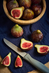 still life figs on a wooden table