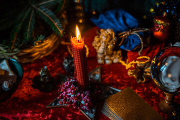 Concept of Christmas atmosphere, divination, fate predictions, magical ball and other magic....