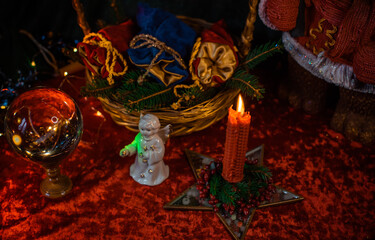 Concept of Christmas atmosphere, divination, fate predictions, magical ball and other magic....