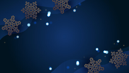 Winter background. Gold and navy snowflakes - 544581099