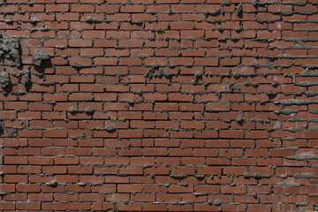 Red brick wall with cement, brick wall texture background, 