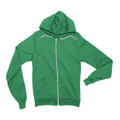 Showcase your designs by using this Front View Stylish Zip Up Sweatshirt Mockup In Green Bee Color...