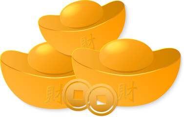 Luxury Chinese style retro golden ingot and coin