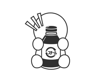 スチール缶　人間