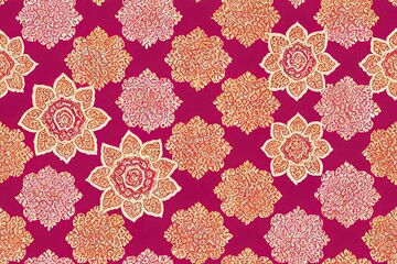 Traditional ethnic geometric shapes border baroque and multi flower Seamless pattern with paisley ornament, repeat floral texture, vintage background hand drawing baroque. fabric printing.