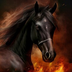 Fototapeta na wymiar Magical portrait of gorgeous horse. Creative Ai generated illustration