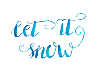 Naklejka na ściany i meble Let it snow. Vector illustration with hand lettering. Modern brush pen calligraphy with hand drawn doodle snowflakes. Seasonal print, poster, card design. Let it Snow, hand written lettering