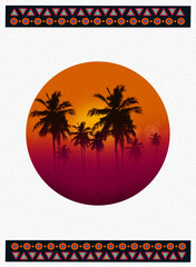 Palm trees at sunset. Africa symbol