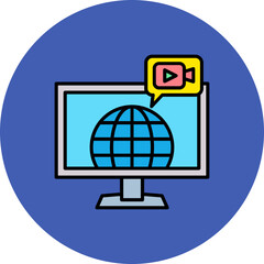 Global Broadcasting Multicolor Circle Filled Line Icon