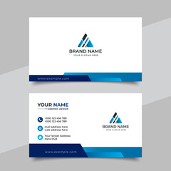 Blue modern creative business card and name card horizontal simple clean template vector design