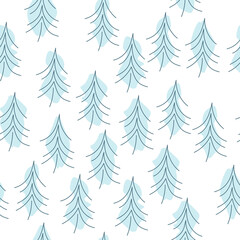 Doodle pattern. Christmas trees. background and texture
