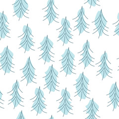 Doodle pattern. Christmas trees. background and texture in vector