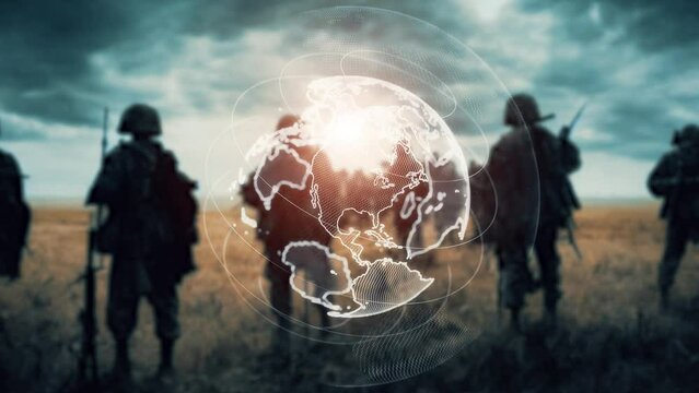 International conflict concept. battlefield and world.