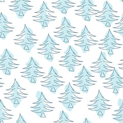 Doodle pattern. Christmas trees. background and texture
