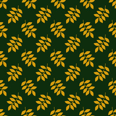 Naklejka na ściany i meble Seamless vintage geometric pattern. Golden leaves. Vector texture. fashionable print for textiles, wallpaper and packaging.