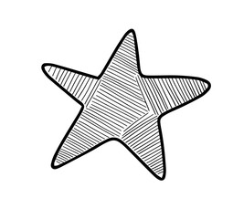 Doodle vector star with strip. Hand drawn illustration