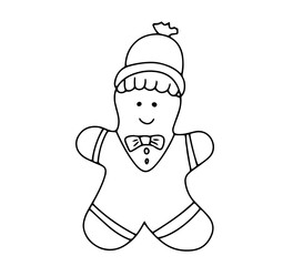 Doodle vector gingerbread. Hand drawn illustration